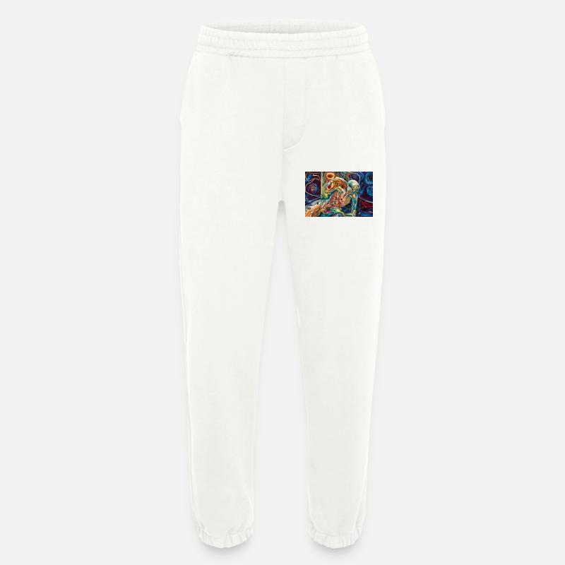 Neon Skeleton in Cosmic Embrace - Heavyweight Jogging Pants - made by SPREAD  - OFF WHITE