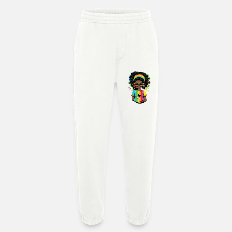 Leuchtender Reggae-Pullover mit Rainbow-Design - Heavyweight Jogginghose - made by SPREAD  - OFF WHITE