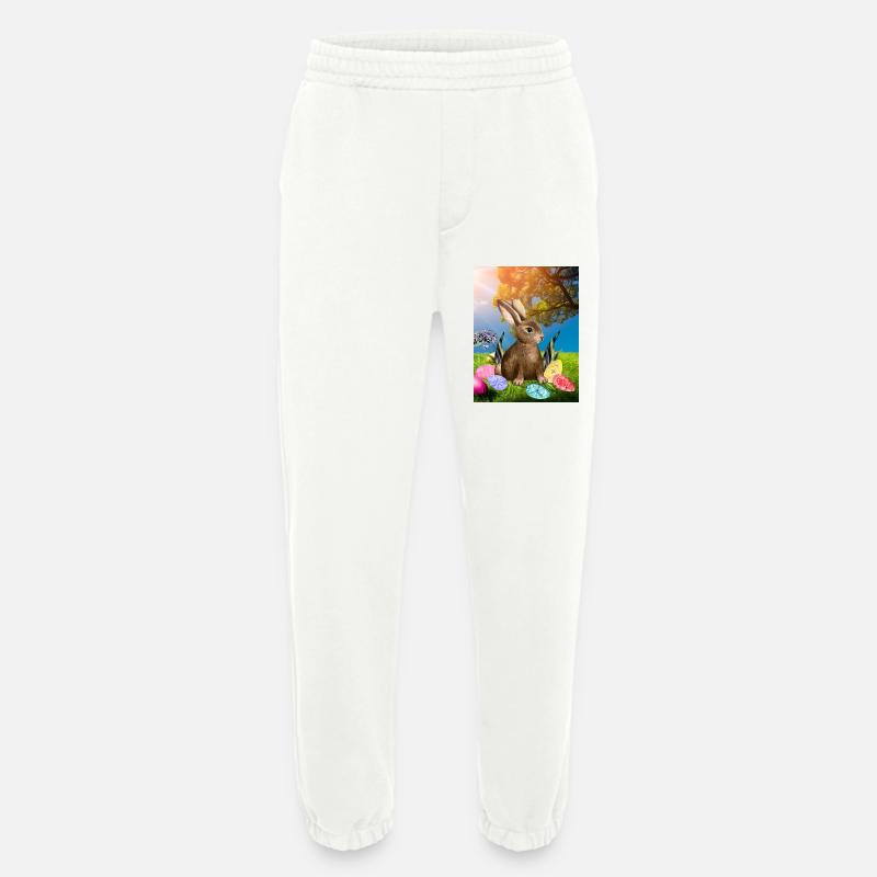 Spring Easter bunny with Easter eggs - Heavyweight Jogging Pants - made by SPREAD  - OFF WHITE