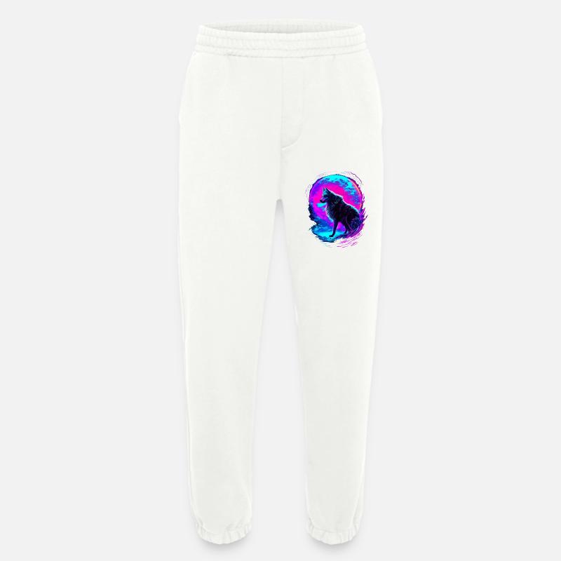 Wolf Neon Moon Synthwave - Heavyweight Jogginghose - made by SPREAD - OFF WHITE