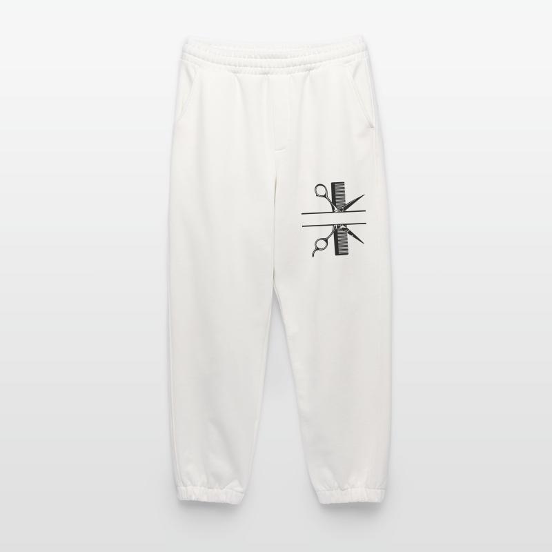 Scissors with comb text banner Heavyweight Jogging Pants - made by SPREAD 
