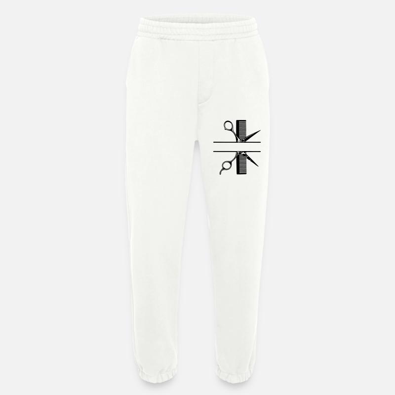 Scissors with comb text banner - Heavyweight Jogging Pants - made by SPREAD - OFF WHITE