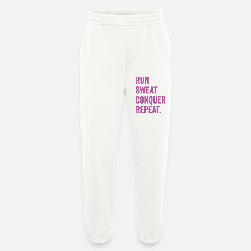 Run. Sweat. Conquer. Repeat. - Heavyweight Jogging Pants - made by SPREAD  - OFF WHITE
