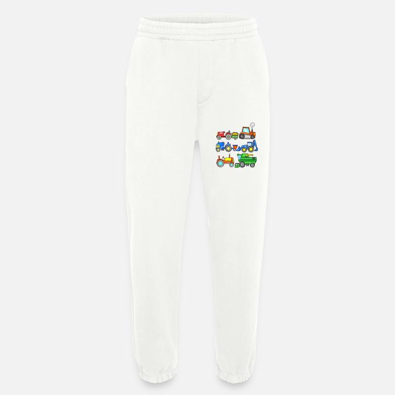 Construction site vehicles - Heavyweight Jogging Pants - made by SPREAD  - OFF WHITE