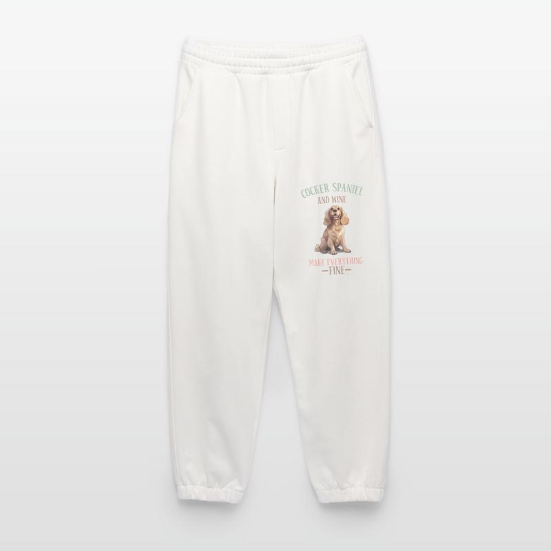 Cocker Spaniel and Wine Make Everything Fine Heavyweight Jogging Pants - made by SPREAD 