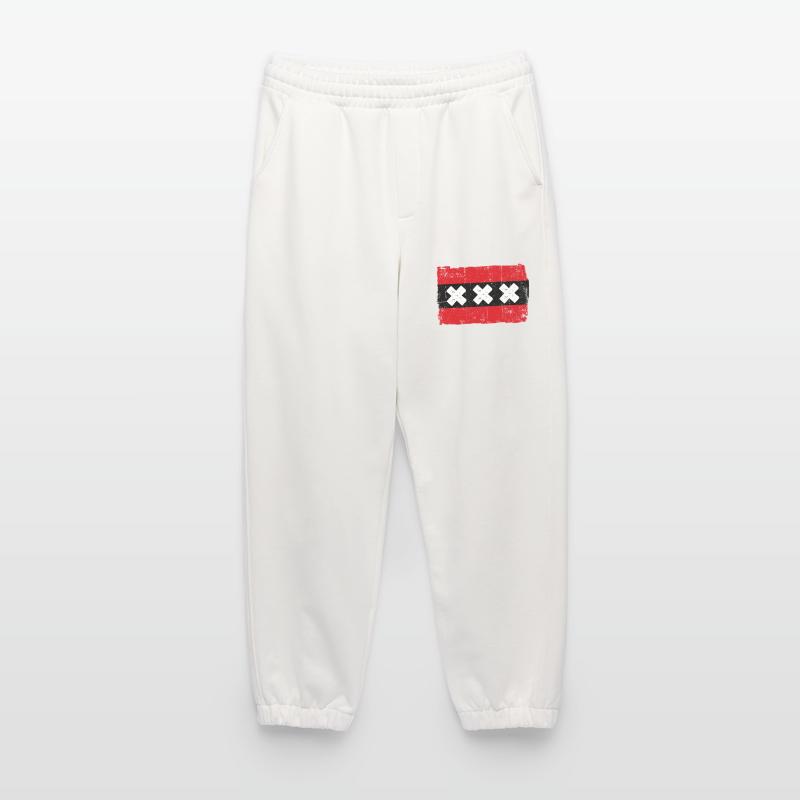 Drapeau à rayures rouges avec X blanc Pantalon de jogging bio épais fabriqué en UE