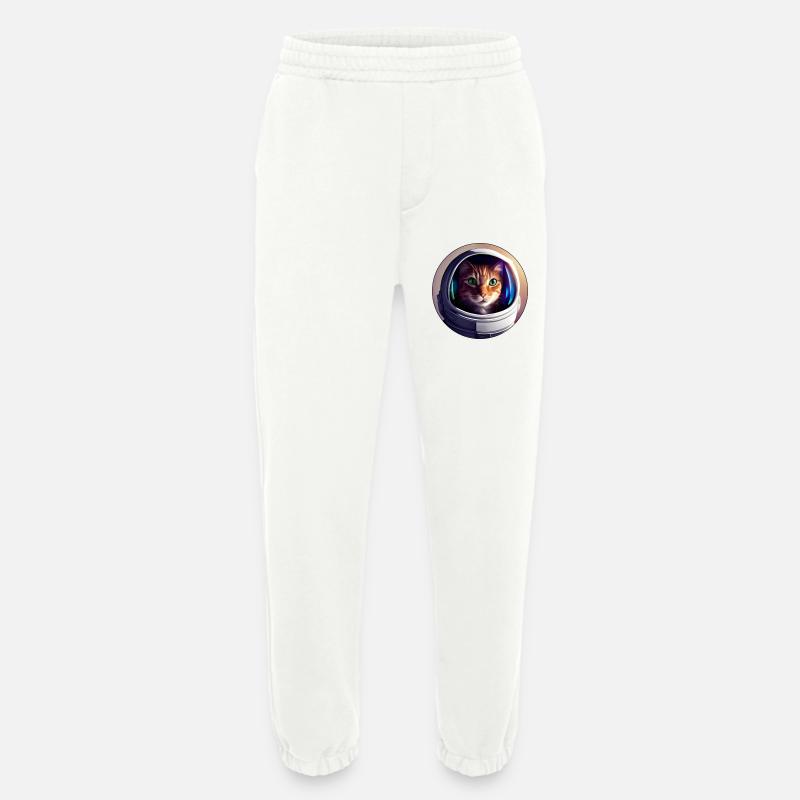Chat de l’espace avec un casque - Pantalon de jogging bio épais fabriqué en UE - OFF WHITE