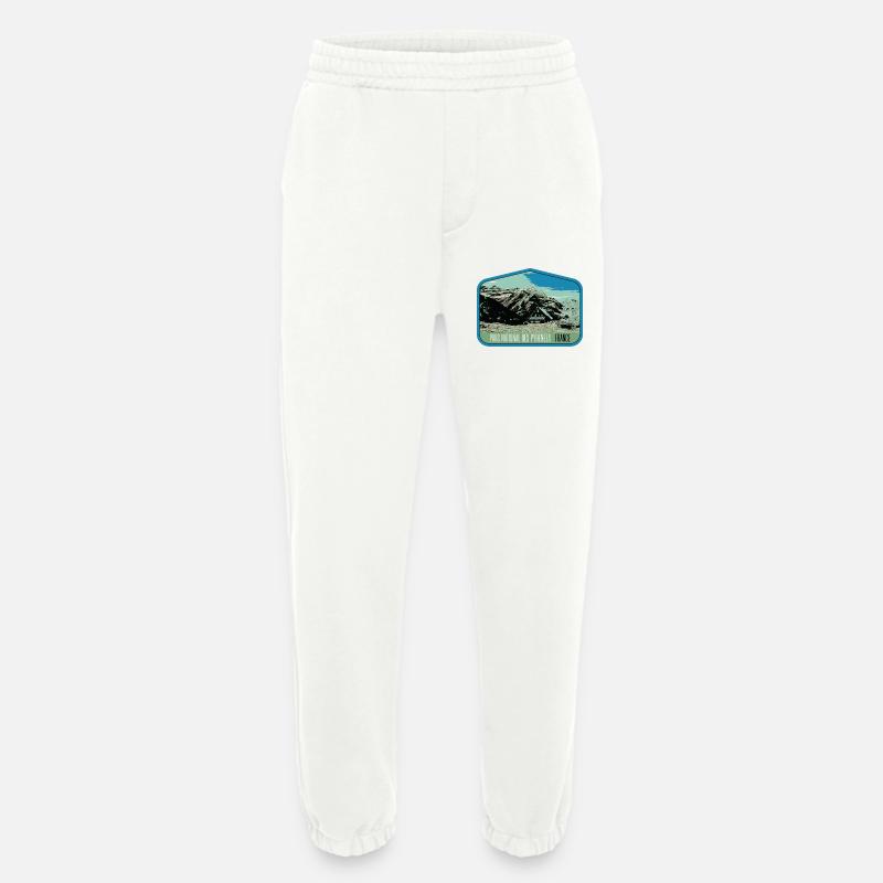 Pyrenees Landscape Escutcheon: Authentic Nature - Heavyweight Jogging Pants - made by SPREAD  - OFF WHITE
