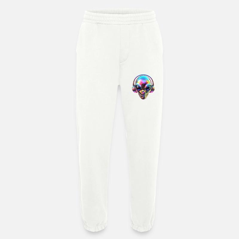 Chromatischer Alien-Kopf mit Kopfhörern - Heavyweight Jogginghose - made by SPREAD  - OFF WHITE