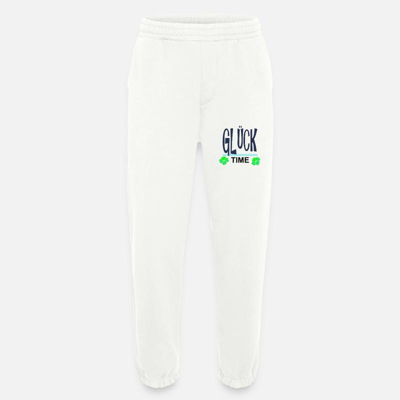 Glück-Time Neon mit Kleeblättern - Heavyweight Jogginghose - made by SPREAD  - OFF WHITE