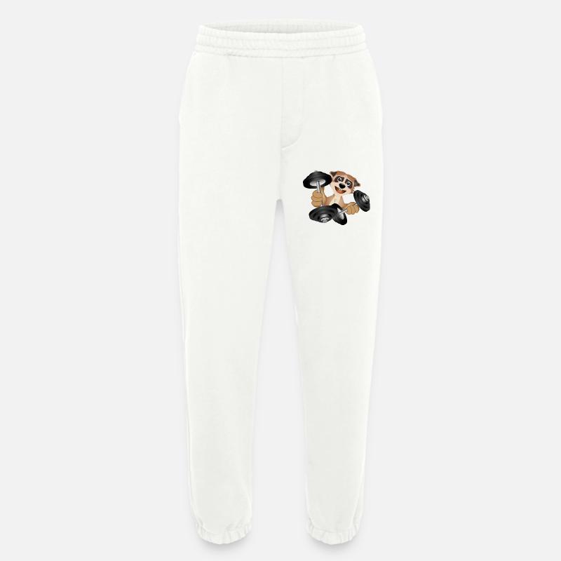 Bodybuilder Erdmännchen mit Hanteln beim Training - Heavyweight Jogginghose - made by SPREAD  - OFF WHITE