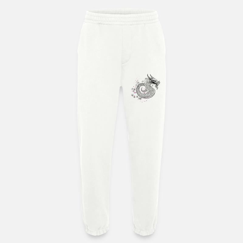 Drache mit Kirschblüten Sakura Style - Heavyweight Jogginghose - made by SPREAD  - OFF WHITE