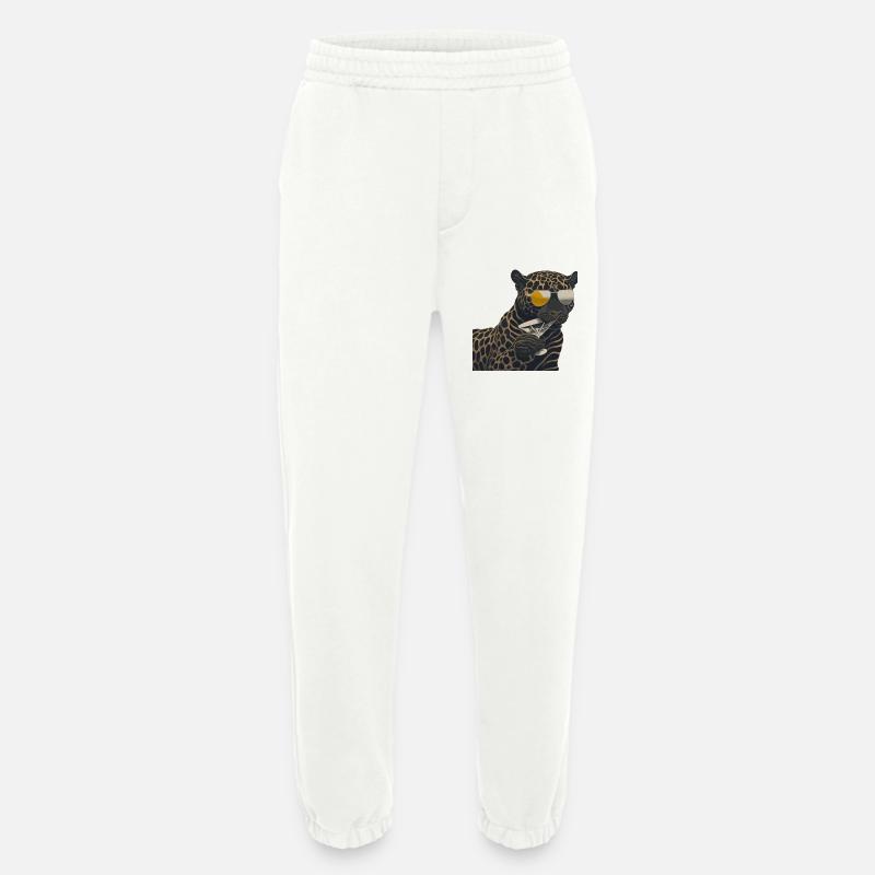 Cooler Leopard mit Sonnenbrille und Glas - Heavyweight Jogginghose - made by SPREAD  - OFF WHITE