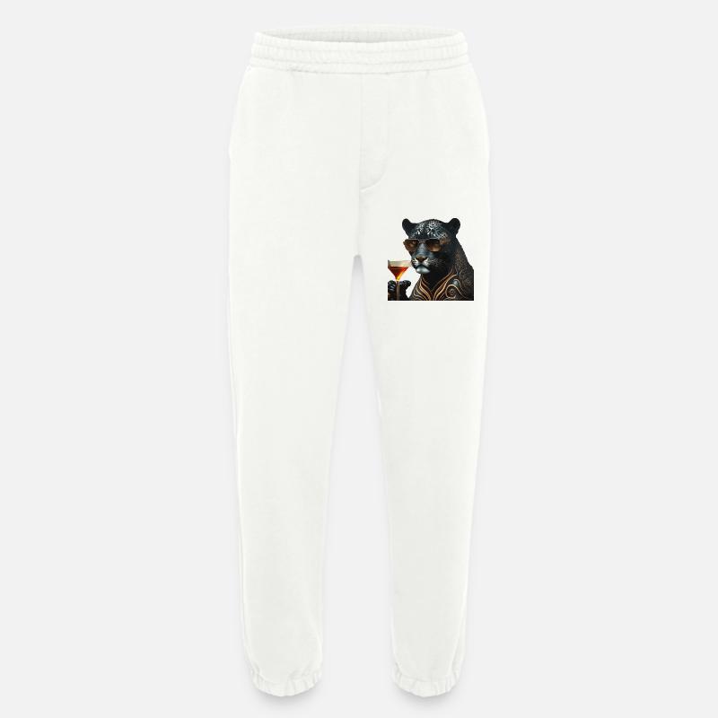 Chic Panther mit Sonnenbrille und Drink - Heavyweight Jogginghose - made by SPREAD  - OFF WHITE
