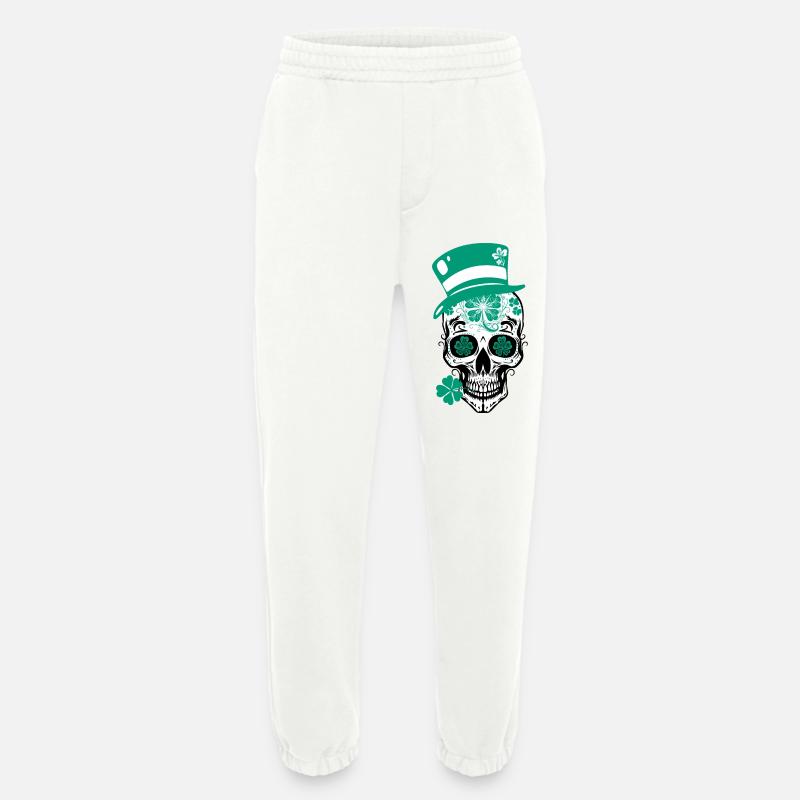 Sugar Skull St Patrick's Day - Heavyweight Jogging Pants - made by SPREAD  - OFF WHITE