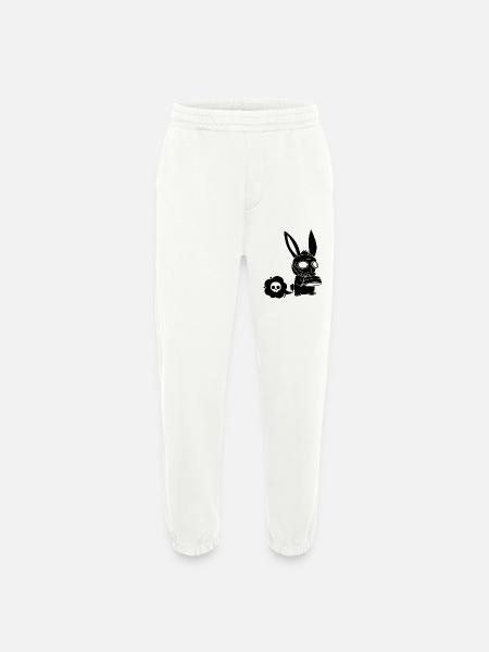 Coniglio nero che scoreggia - Pantaloni sportivi ecologici Heavyweight Made in UE - OFF WHITE