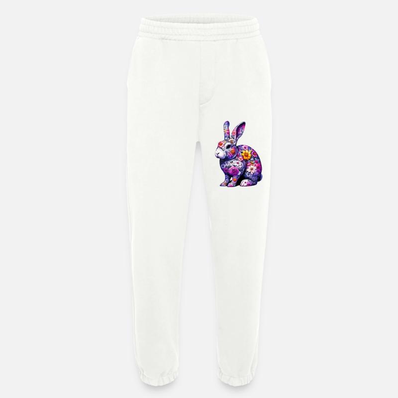Hase mit Blumen geschmückt - Heavyweight Jogginghose - made by SPREAD  - OFF WHITE
