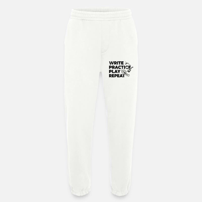 Writing, practicing, playing, repeating - Heavyweight Jogging Pants - made by SPREAD  - OFF WHITE