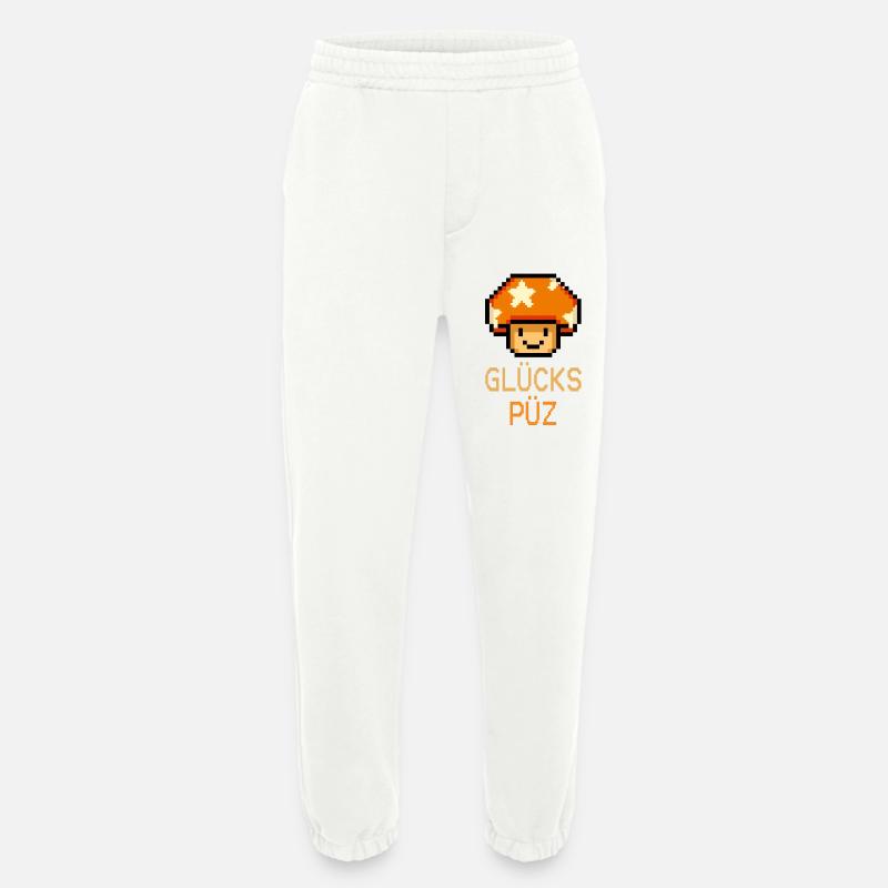 Glückspüz - Lucky Guy, Dialecte, Pixel - Pantalon de jogging bio épais fabriqué en UE - OFF WHITE