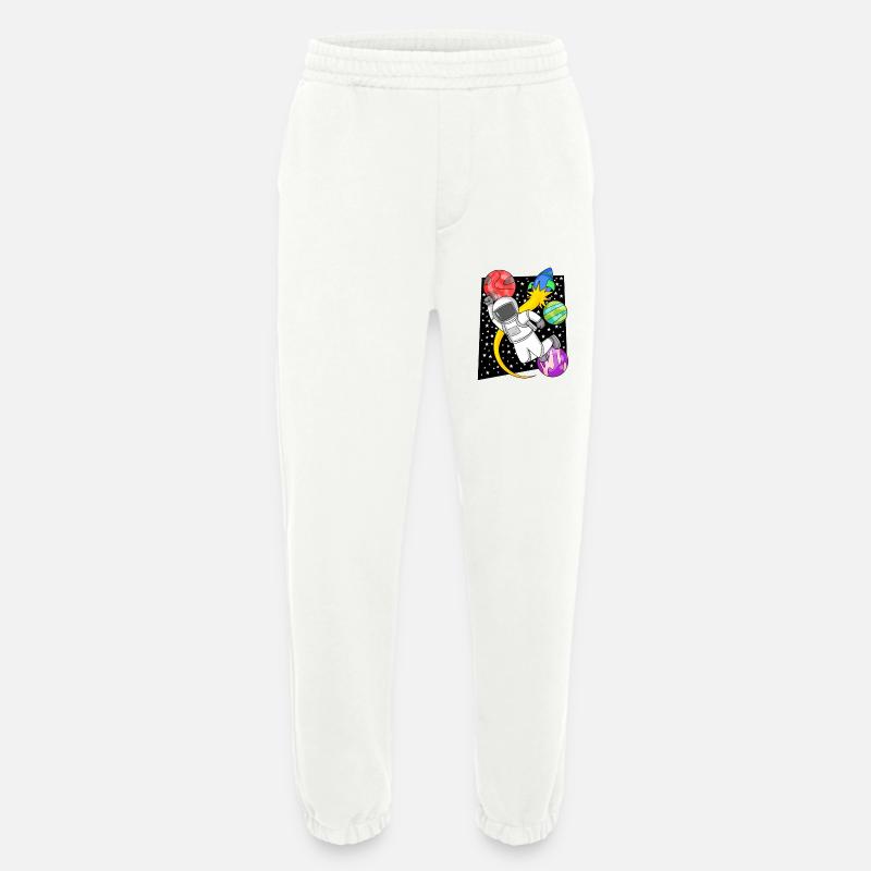 Motif d’astronaute dans l’espace - Pantalon de jogging bio épais fabriqué en UE - OFF WHITE