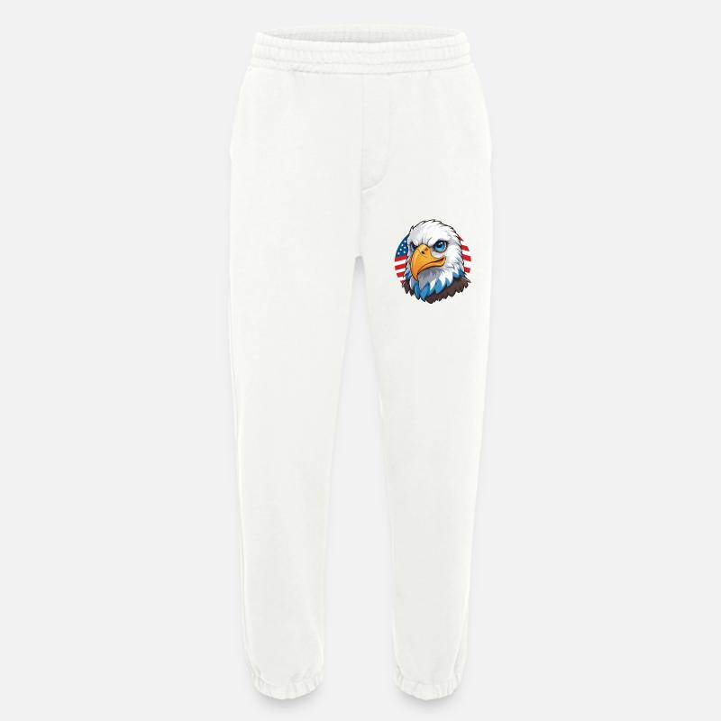 USA Flag Eaglehead Bald Eagle - Heavyweight Jogging Pants - made by SPREAD  - OFF WHITE