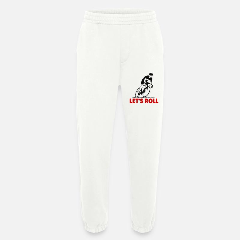 Dynamic Cyclist Silhouette - Heavyweight Jogging Pants - made by SPREAD  - OFF WHITE