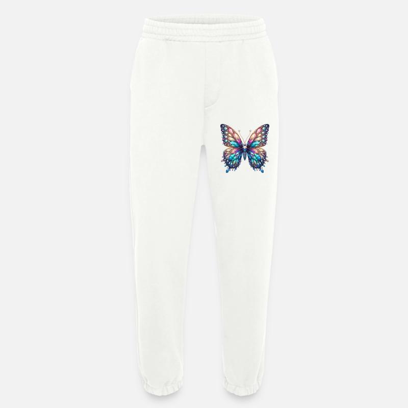 Butterfly, Diamond, Diamonds, Crystals, Crystal - Heavyweight Jogging Pants - made by SPREAD  - OFF WHITE