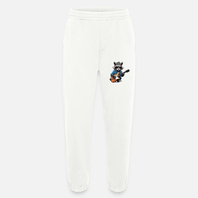 Stylischer Waschbär mit E-Gitarre - Heavyweight Jogginghose - made by SPREAD  - OFF WHITE