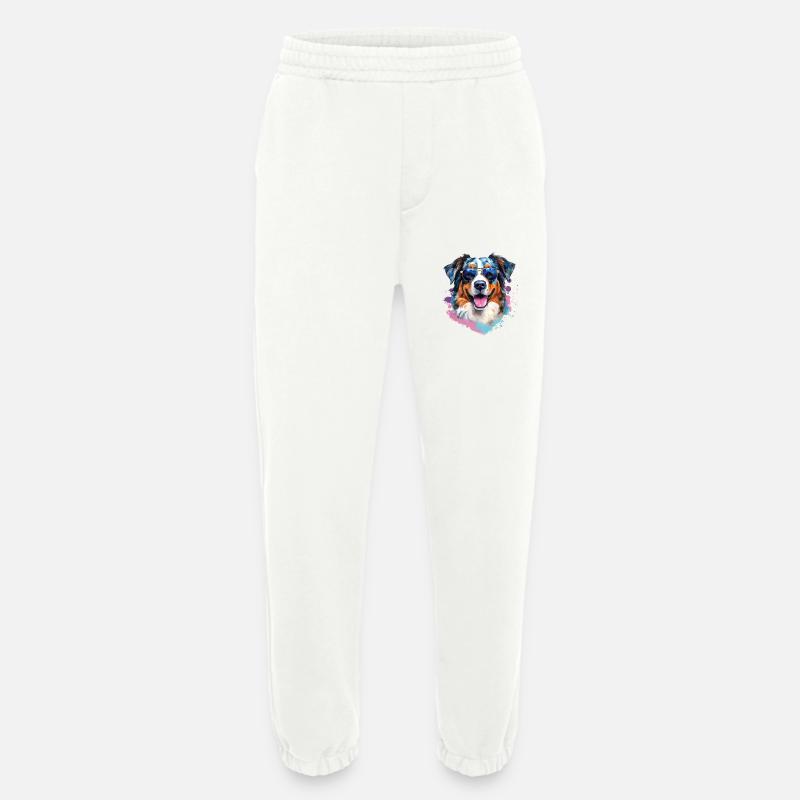 Australian Shepherd mit Sonnenbrille - Heavyweight Jogginghose - made by SPREAD  - OFF WHITE