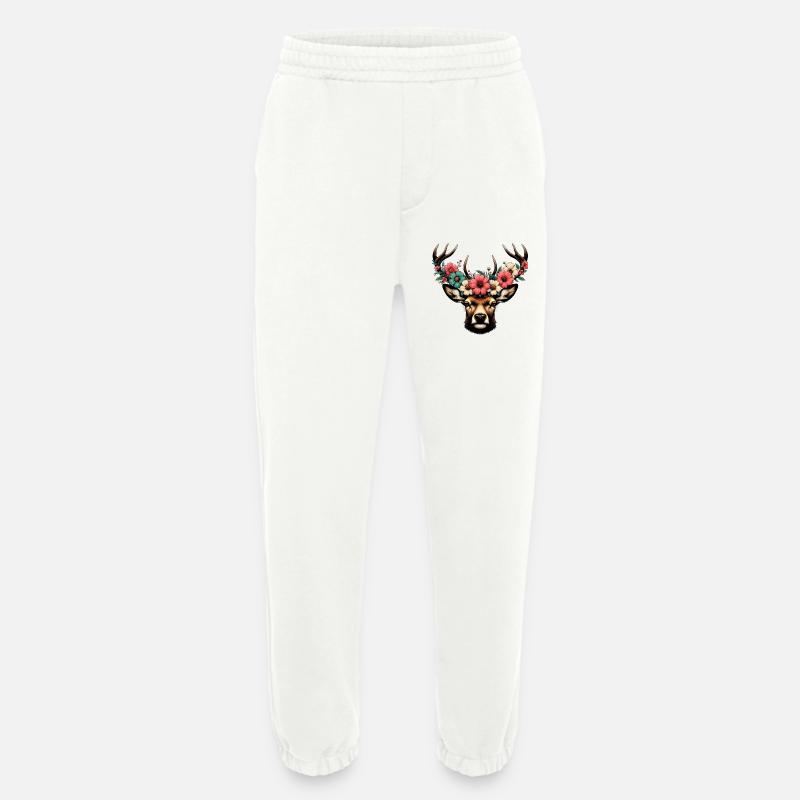Hirsch mit Blumen - Heavyweight Jogginghose - made by SPREAD  - OFF WHITE
