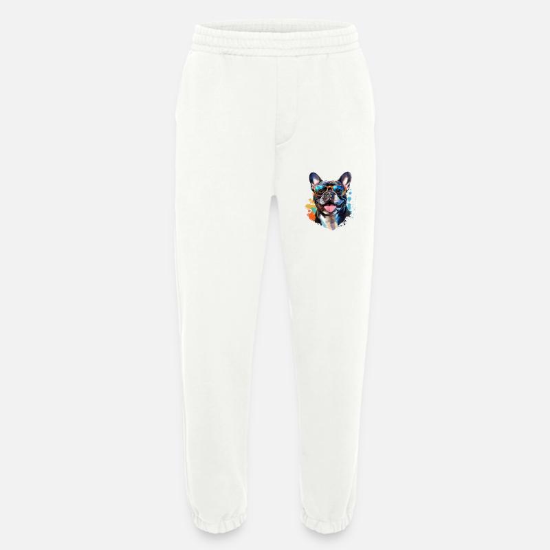 Frenchie mit Sonnenbrille - Heavyweight Jogginghose - made by SPREAD  - OFF WHITE