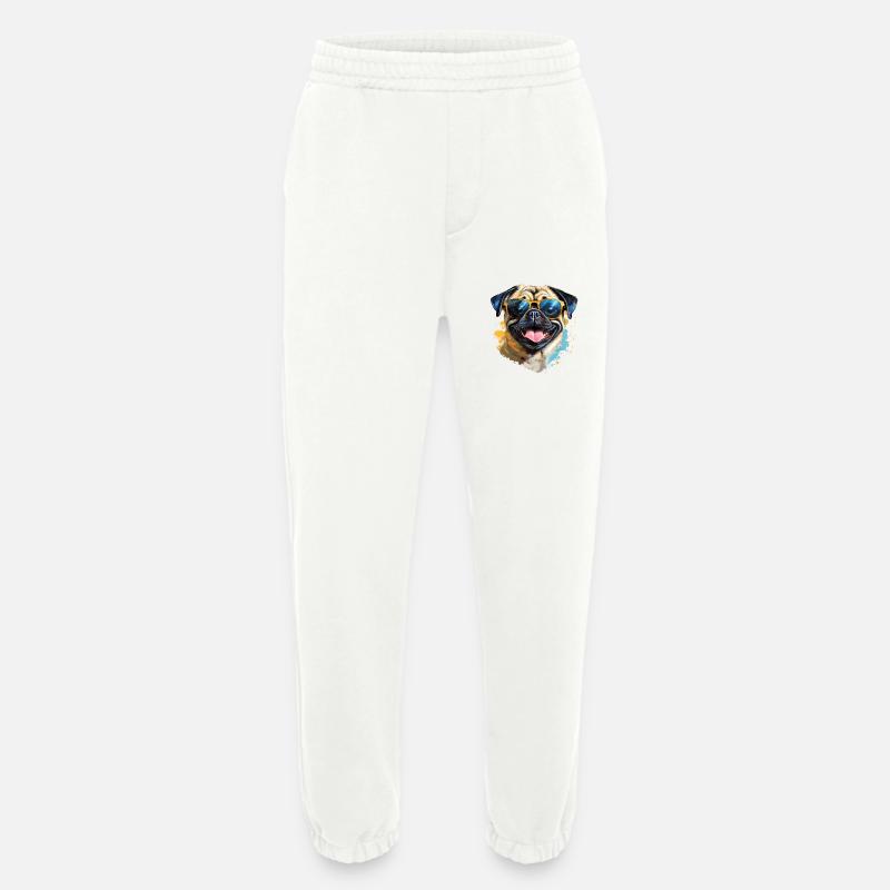 Mops mit Sonnenbrille - Heavyweight Jogginghose - made by SPREAD  - OFF WHITE
