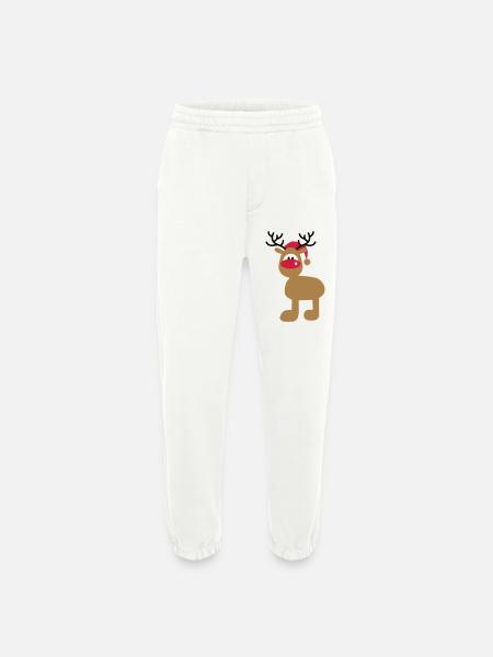 Moose with Christmas hat - Heavyweight Jogging Pants - made by SPREAD - OFF WHITE