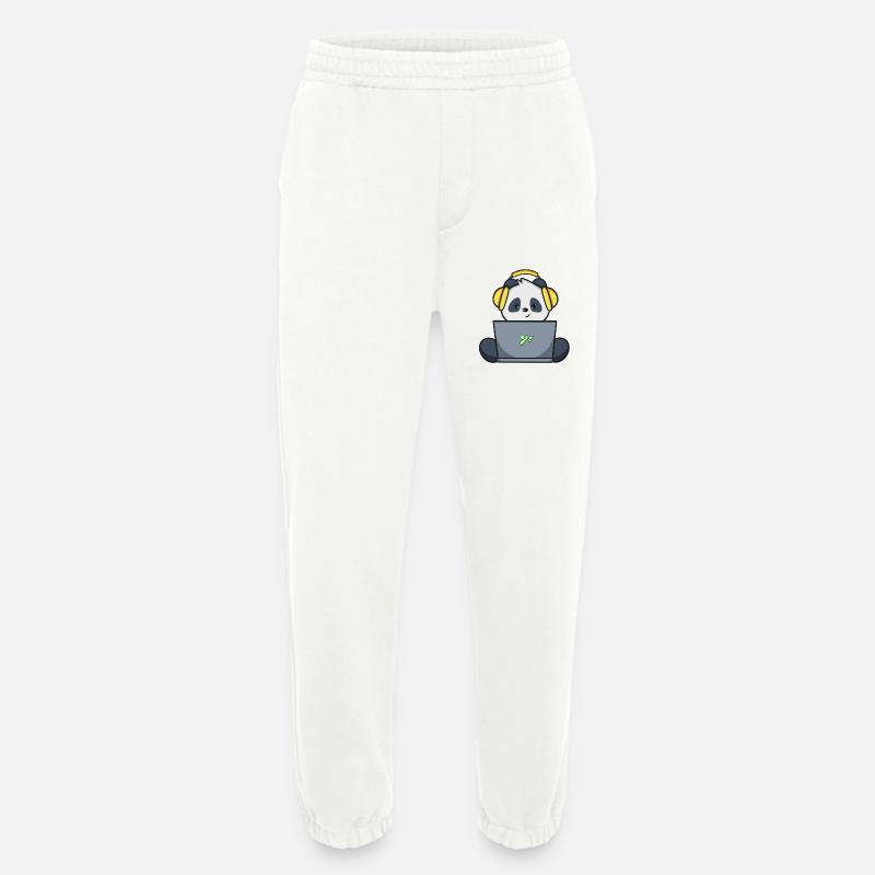 Gaming Panda mit gelbem Headset - Heavyweight Jogginghose - made by SPREAD  - OFF WHITE