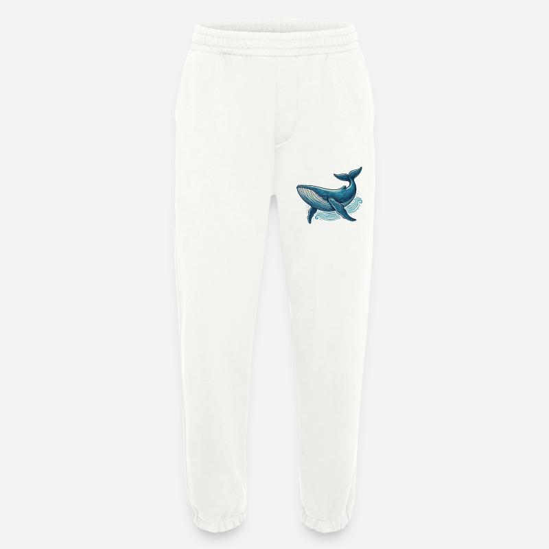 Baleine bleue - Pantalon de jogging bio épais fabriqué en UE - OFF WHITE