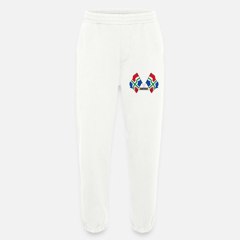 Two flags text GRONINGEN - Heavyweight Jogging Pants - made by SPREAD  - OFF WHITE