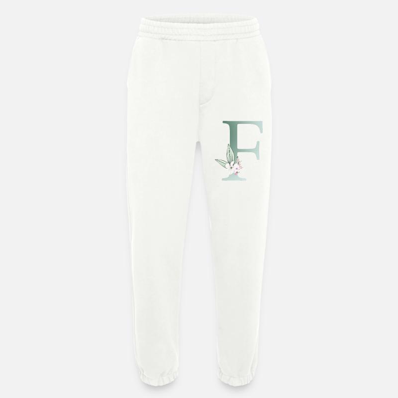 F Monogramm, Floral, personalisierbar - Heavyweight Jogginghose - made by SPREAD  - OFF WHITE