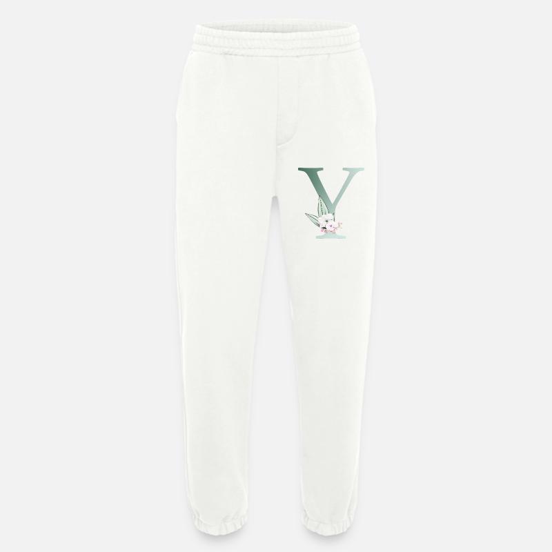 Y Monogram, Floral, Personalizable - Heavyweight Jogging Pants - made by SPREAD  - OFF WHITE