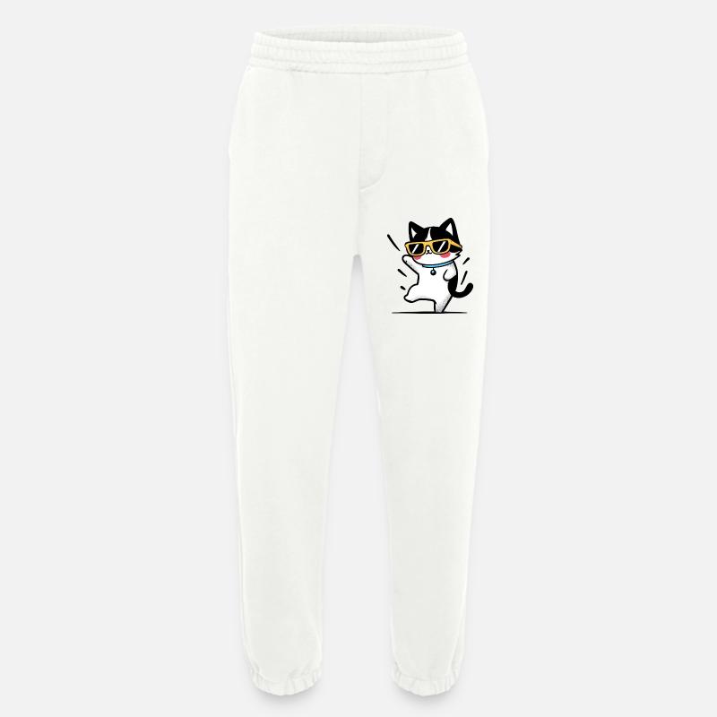 Coole Katze mit gelber Brille - Heavyweight Jogginghose - made by SPREAD - OFF WHITE