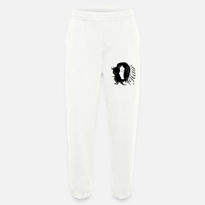 Mädchen Silhouette mit Typografie-Haar - Heavyweight Jogginghose - made by SPREAD  - OFF WHITE