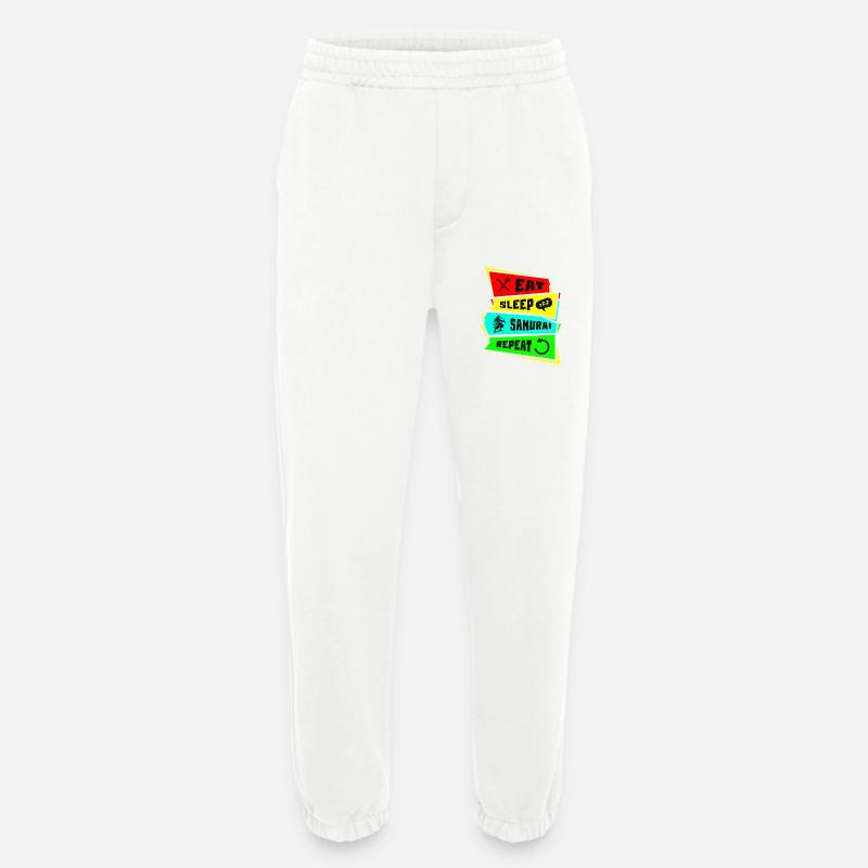 Samurai Eat Sleep Samurai Repeat - Heavyweight Jogging Pants - made by SPREAD  - OFF WHITE
