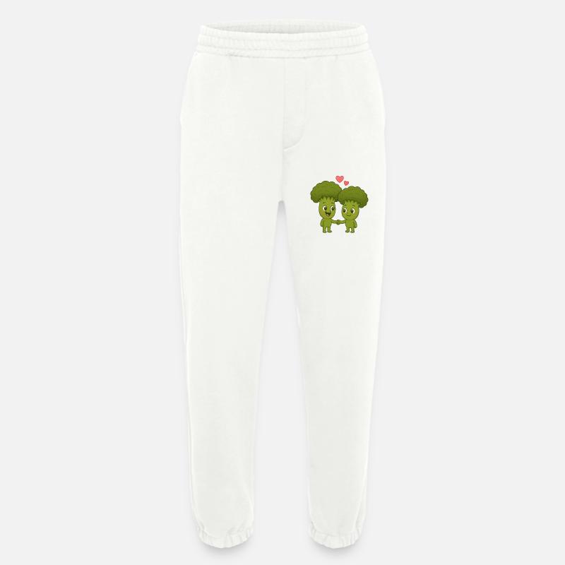 Mignon brocoli avec des cœurs - Pantalon de jogging bio épais fabriqué en UE - OFF WHITE