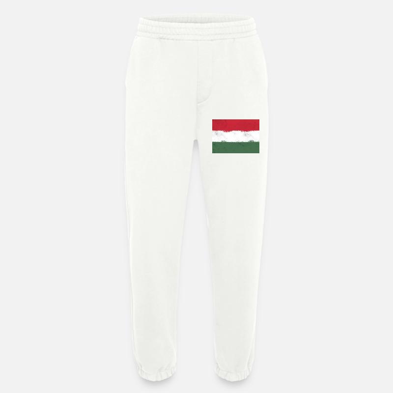 Drapeau de la Hongrie - Pantalon de jogging bio épais fabriqué en UE - OFF WHITE