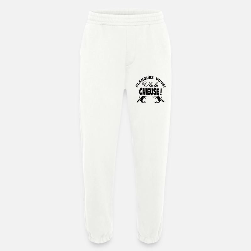 La Chieuse arrive planquez vous! - Pantalon de jogging bio épais fabriqué en UE - OFF WHITE