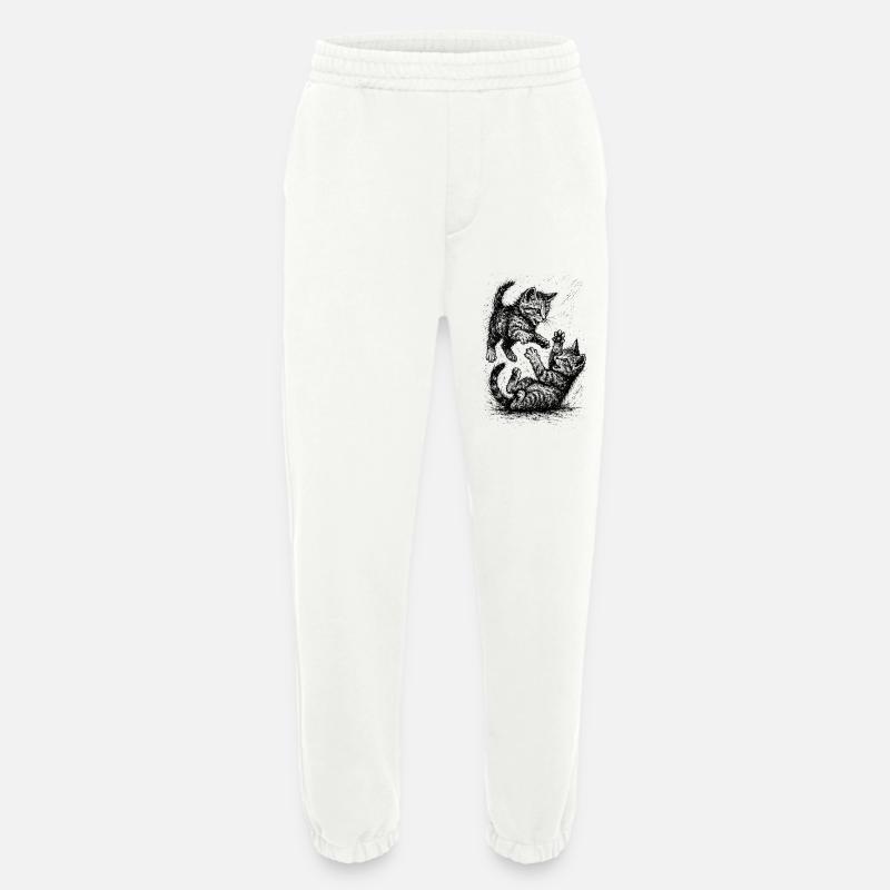 Rangée de chats - Pantalon de jogging bio épais fabriqué en UE - OFF WHITE