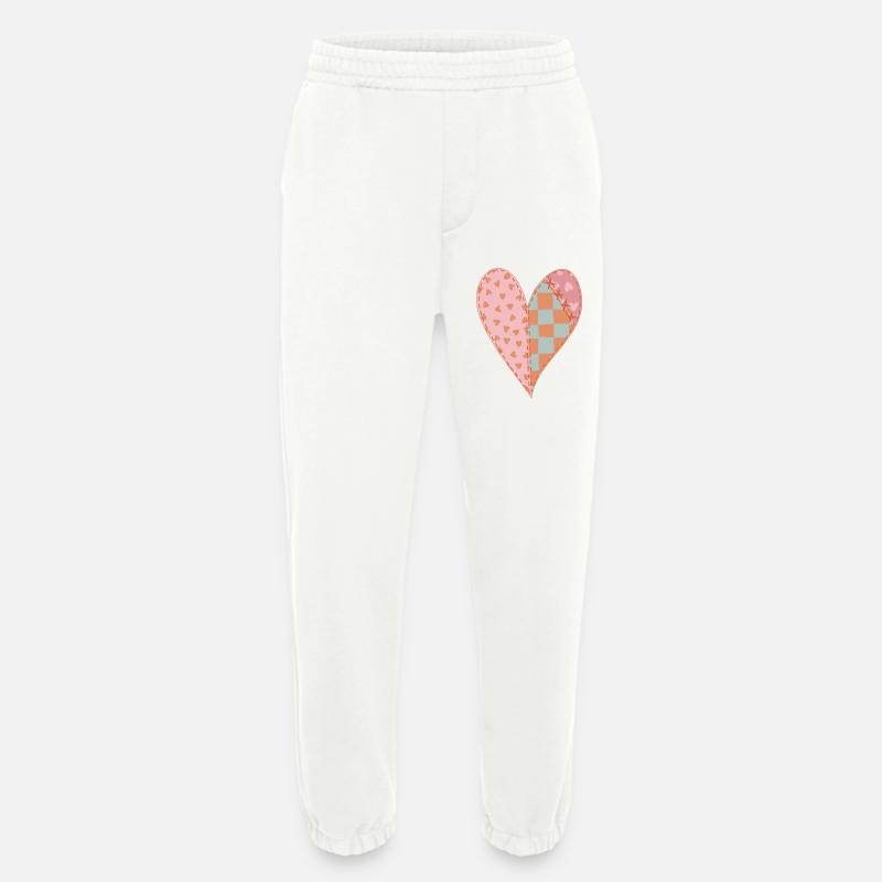 Patchwork Heart No2 - Heavyweight Jogging Pants - made by SPREAD  - OFF WHITE