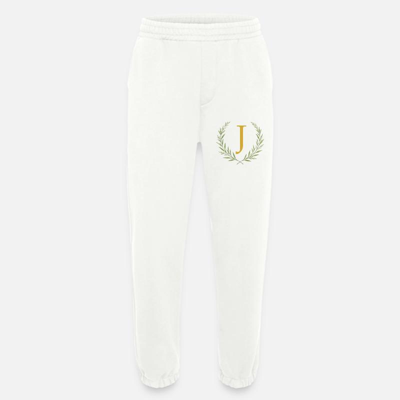 J Monogramm, Eukalyptus Kranz, personalisierbar - Heavyweight Jogginghose - made by SPREAD  - OFF WHITE