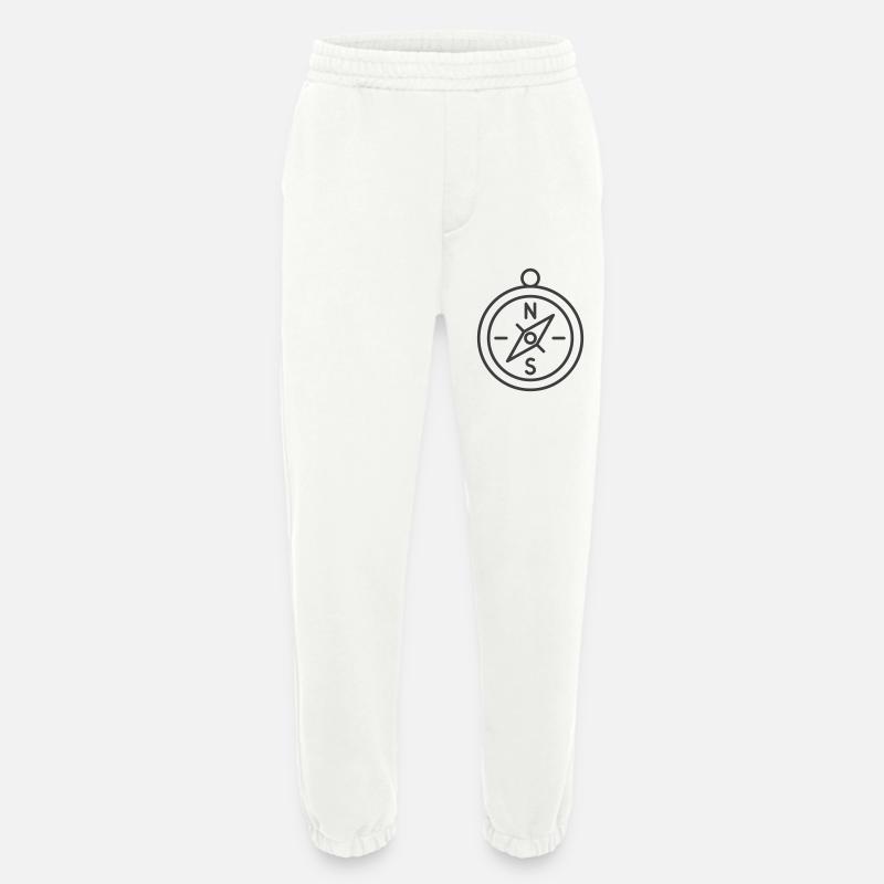 Minimalist Compass Navigation Design - Heavyweight Jogging Pants - made by SPREAD  - OFF WHITE