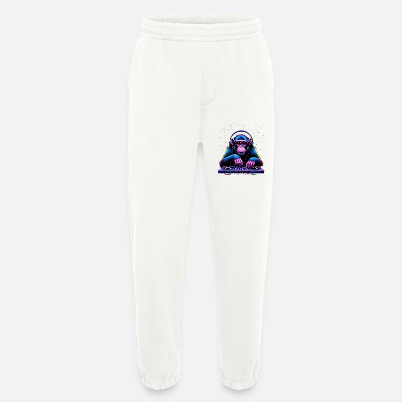 Bunter DJ-Affe mit Kopfhörern und Brille - Heavyweight Jogginghose - made by SPREAD  - OFF WHITE