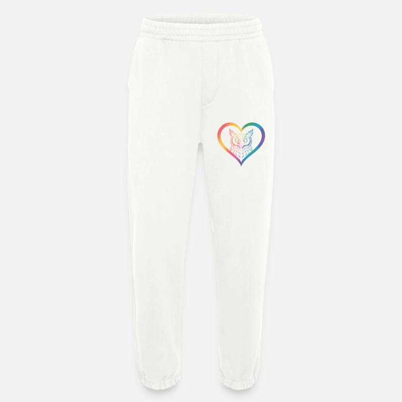 Regenbogen Eulen Herz Design - Heavyweight Jogginghose - made by SPREAD  - OFF WHITE